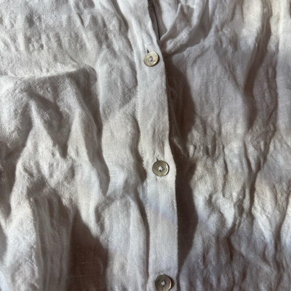 Sigrid Olsen White 100% Linen Button Up Blouse Top Tunic Minimal Lagenlook - Picture 3 of 8